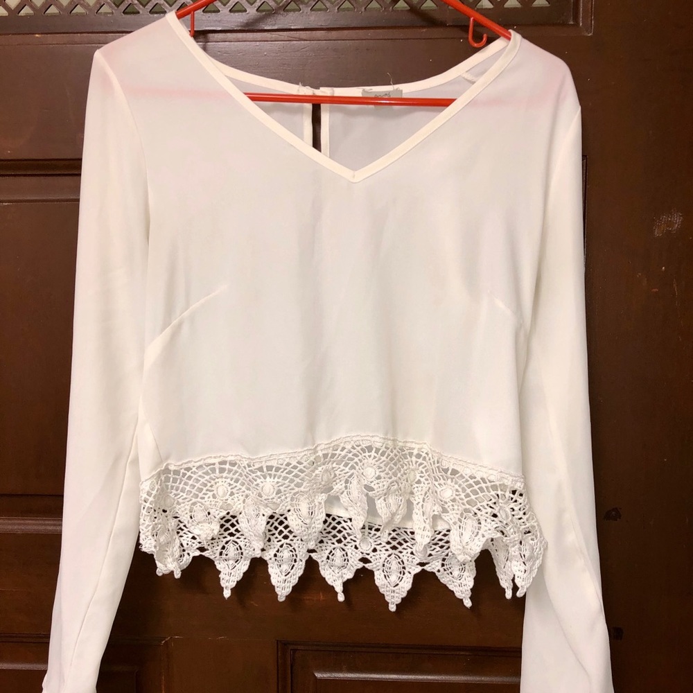 cute sheer/beige crop top